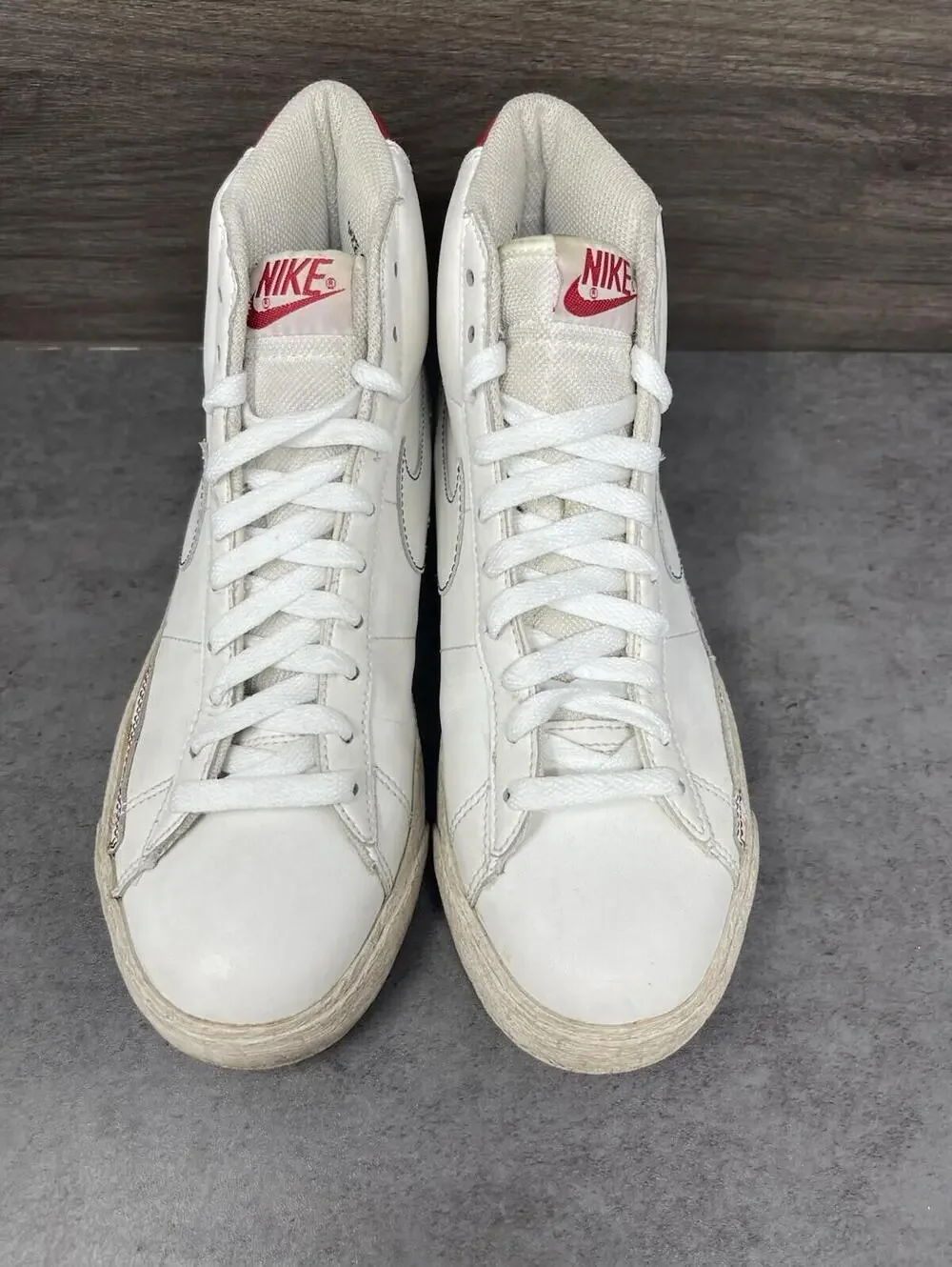 Nike Blazer Mid Sneakers Womens Size 8 White Red Athletic Trainer